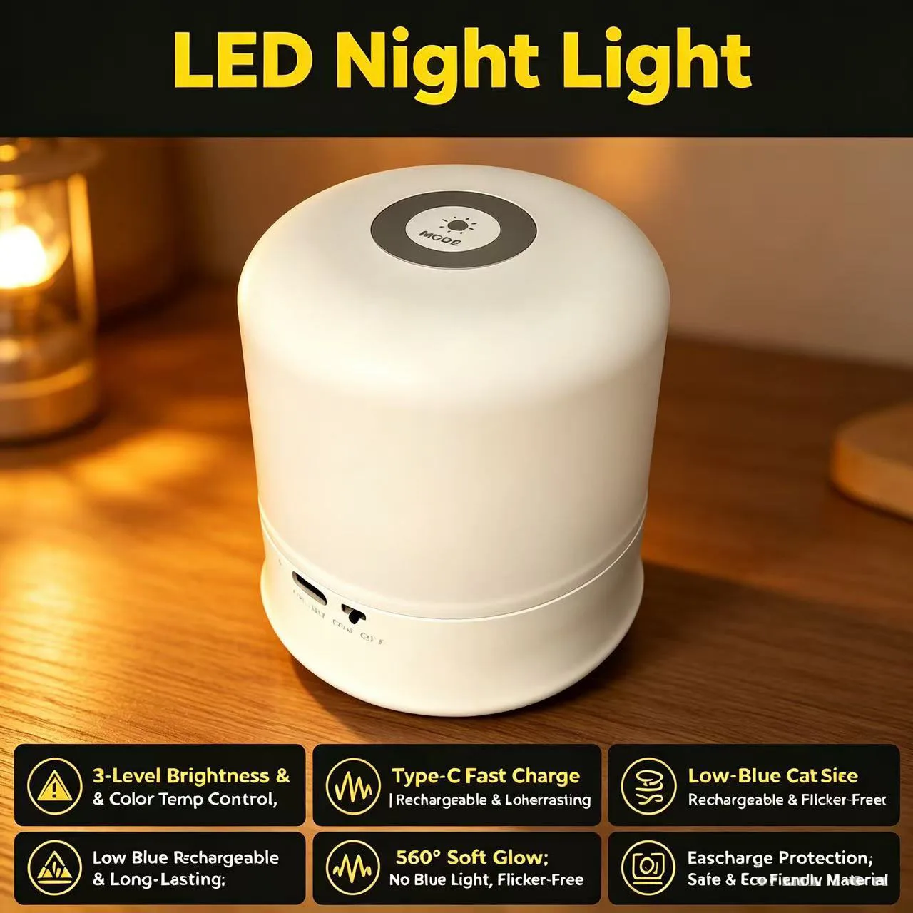 [novo-2026]-lampada-noturna-led-recarregavel-️-3-cores-com-controle-por-toque-controle-remoto-carregamento-usb-luz-portatil-para-mesa-de-cabeceira