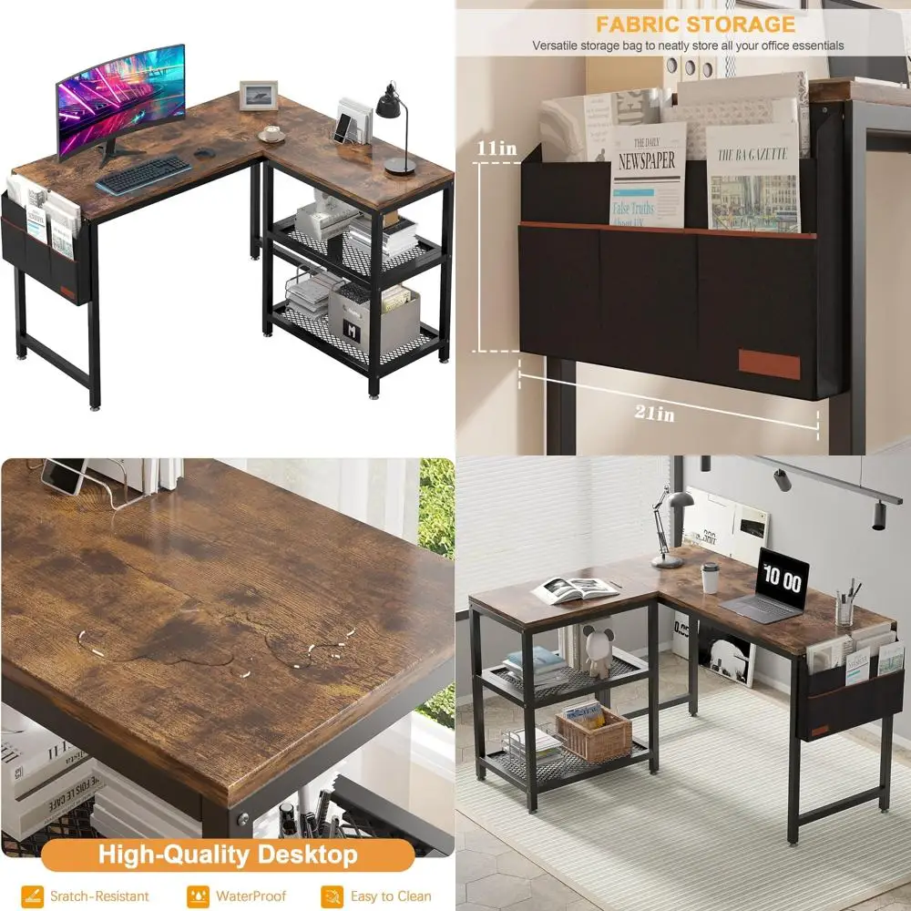 

L-Shaped Computer Desk with Storage, 49 Inch Corner Desk for Home Office and Bedroom, Study Writing Table
