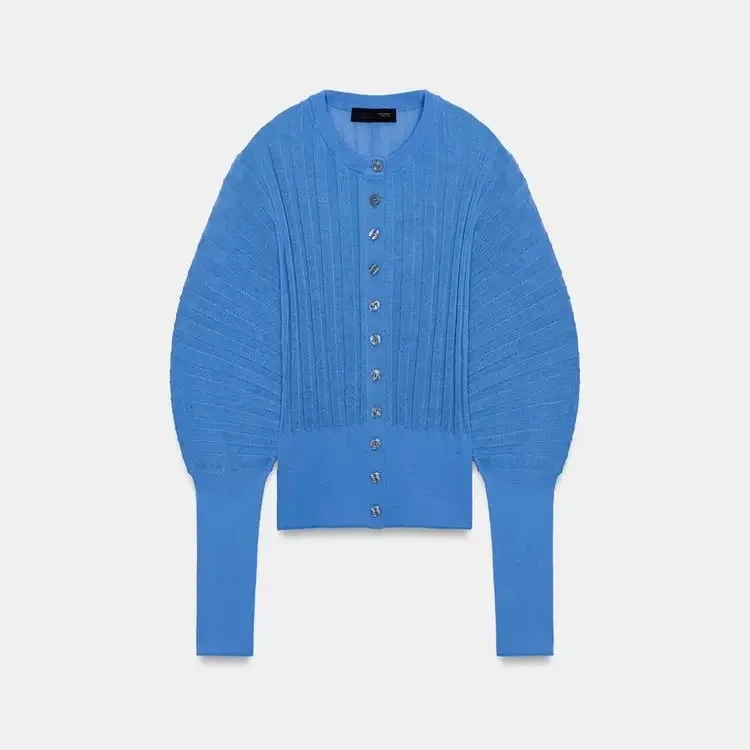 

Spring Summer New Arrival Women's Knitted Long Sve round Ne Pleated Sve Outerwear Commute Sle Loose Fit Single Piece