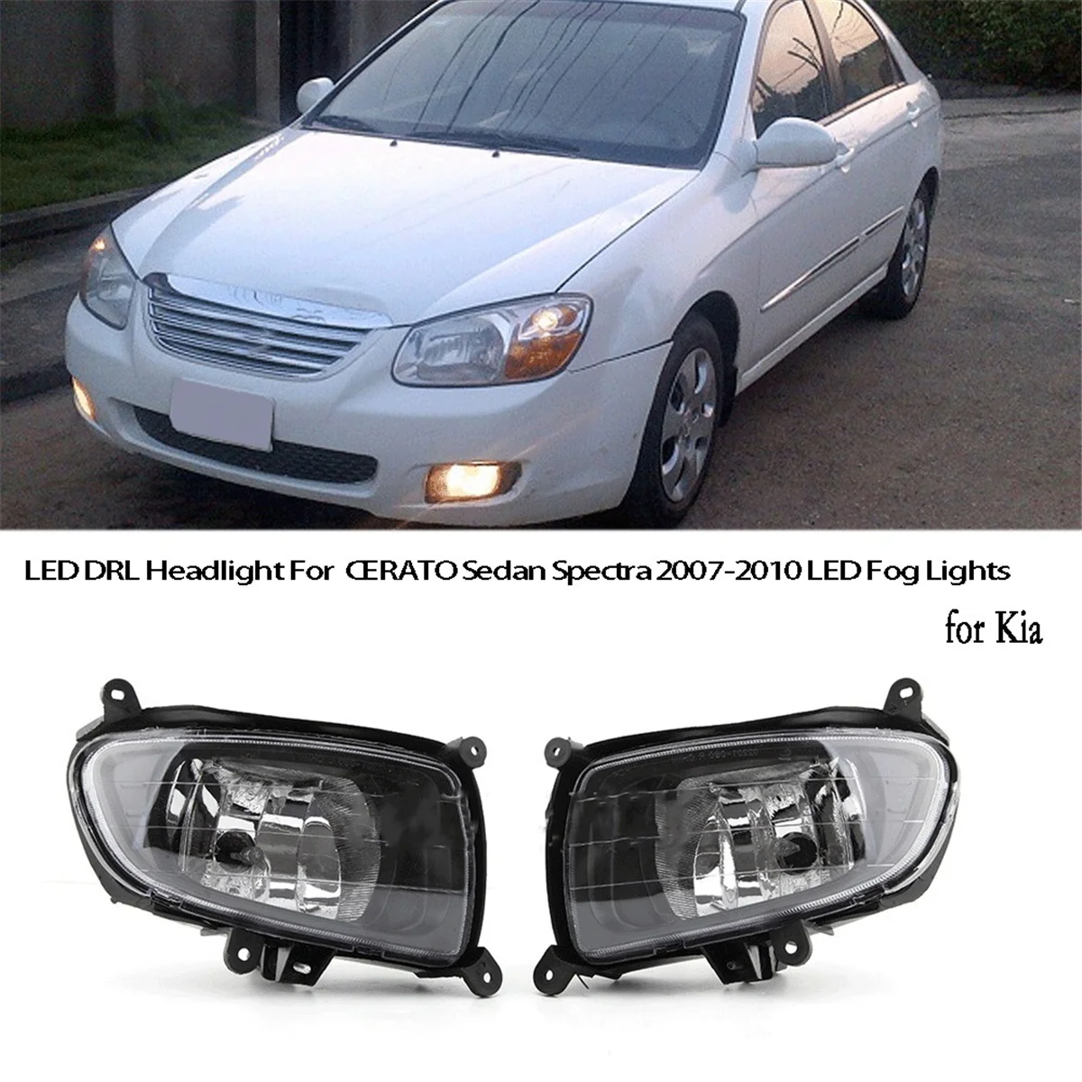 Left Front Bumper Fog Light LED DRL Headlight for KIA CERATO Sedan Spectra 2007-2010 LED Fog Lights