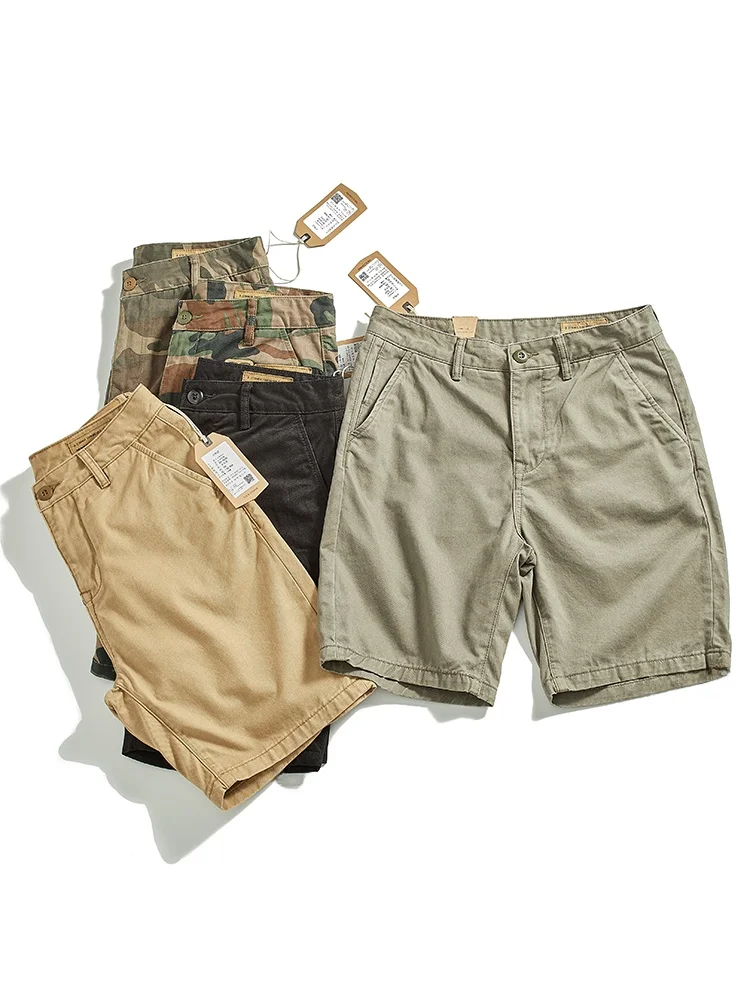 

Тяжелые японские повседневные брюки из чистого хлопка из твила, мужские прямые брюки Five ket CHINO orts, модная рабочая одежда