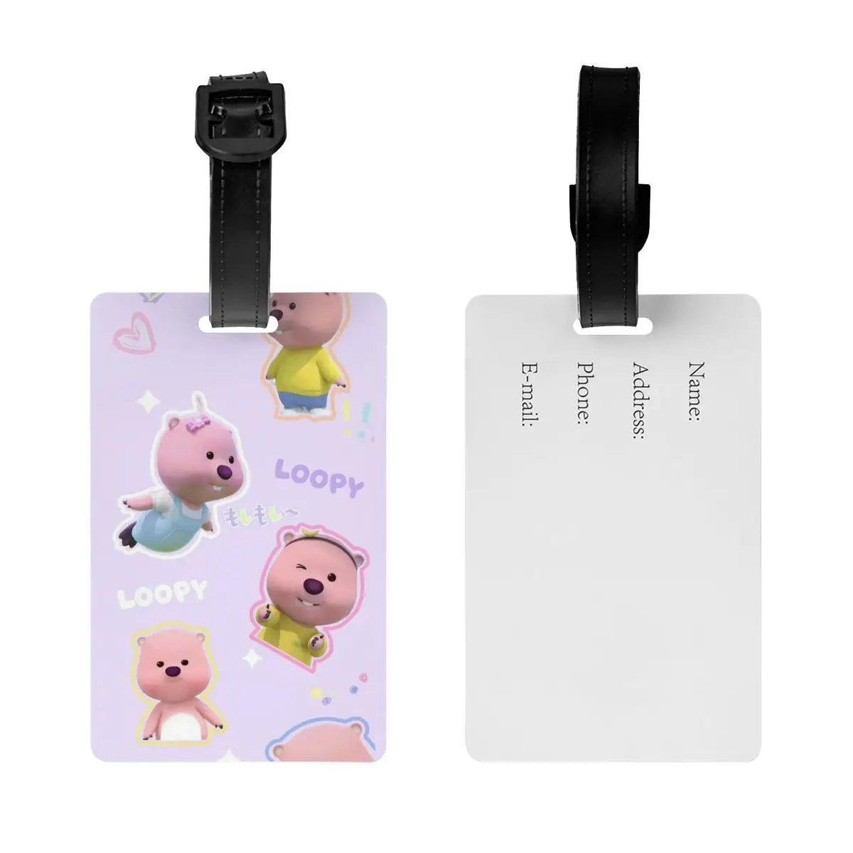 Kawaii Loopy Cartoon Beaver Luggage Tag Suitcase PVC Travel Accessories Luggage Bag Case Tags ID Address Baggage Tag Gifts