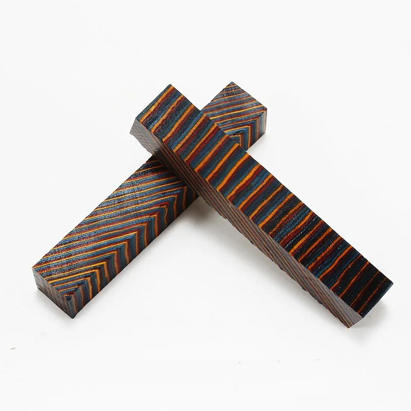 Colored wood Colored Solid Wood Multi-layer Compressed Wood Pen Knife Handle Buddha Bead Carving Materials Colorful Material image 3