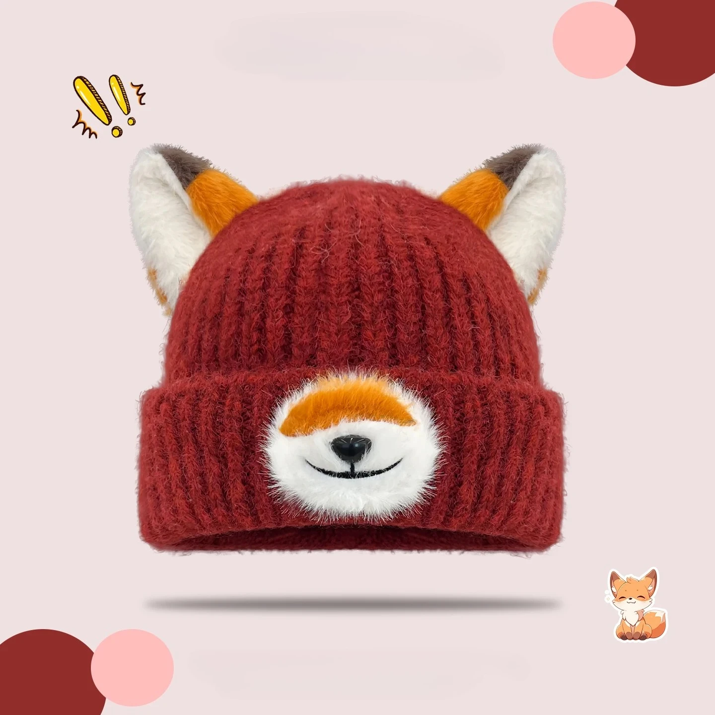 アニメ ズートピア2 ニック キュートな周囲のキツネの耳 ニット帽 秋と冬の暖かさ 多用途帽子 クリスマス 新年ギフト