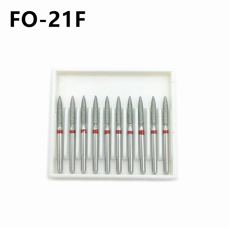 10pcs/box Dental Diamond Burs Drills High Speed Handpiece Polishing Whitening Product FG Bur Drill FO-21F