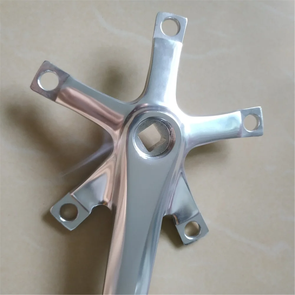 Silvery Road Bike Crankset Aluminum Alloy Fixed Gear Bicycle Parts BMX Folding 130BCD Crank Length 165mm 170 mm