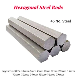 1Pcs 500mm Hexagonal Steel Rods Hexagonal Bar Material 45 No. Steel Hexagonal Opposite Side 5 6 7 8 9 10-17mm Customizable Tools