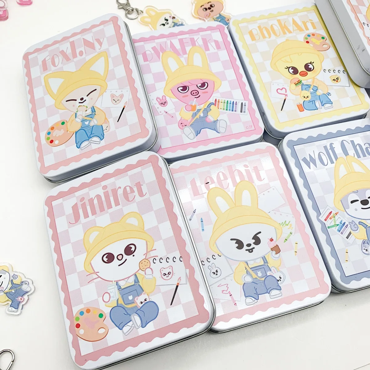 

Kpop Hot Cartoon Image SKZOO Storage Box Hyunjin Felix LeeKnow Han BangChan I.N Cute Original Small Card Storage Iron Box