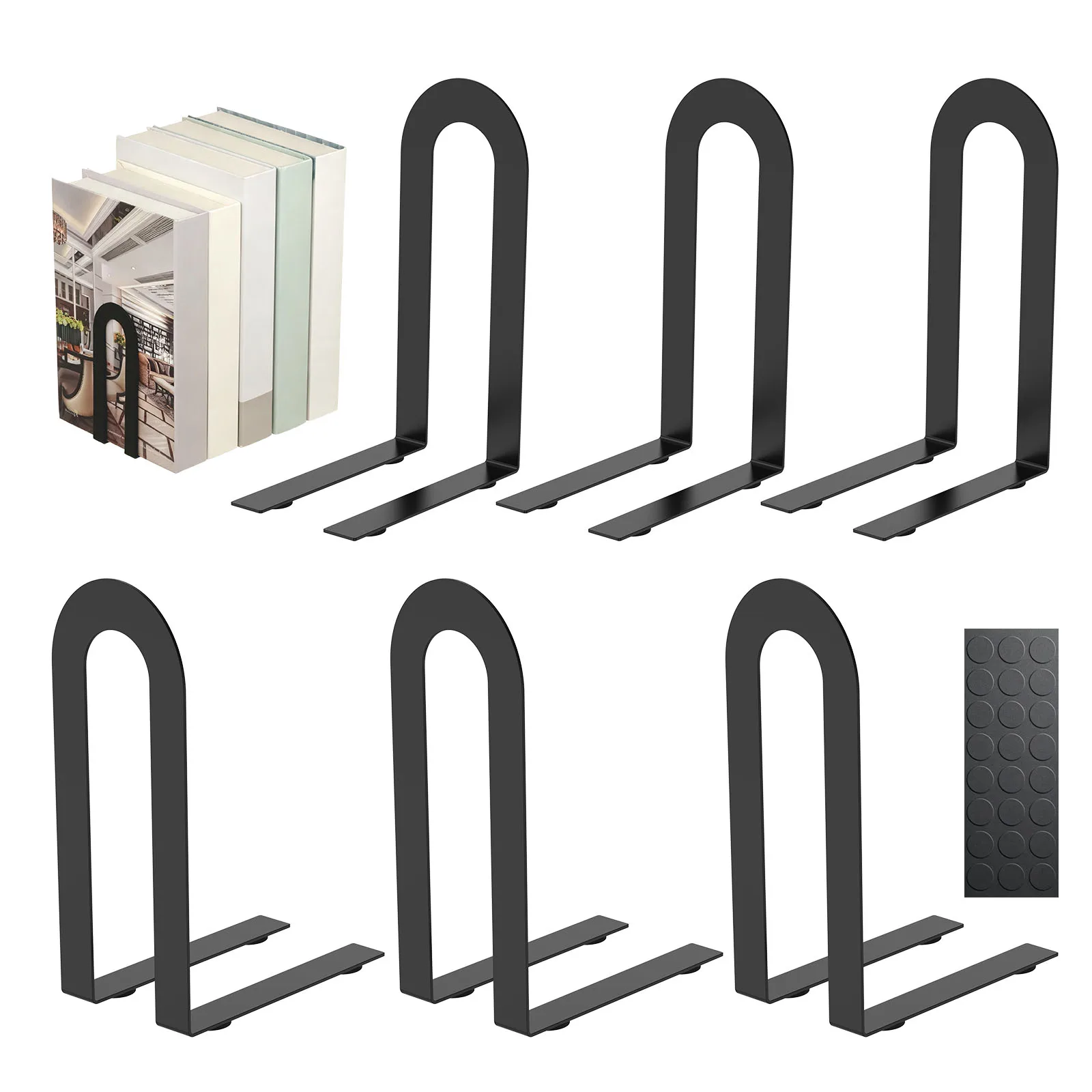 6/12Pcs Metal Bookends Set Minimalist Book Stopper Compact Stable Book Holder Desktop Storage Accessories for Home Office Decor