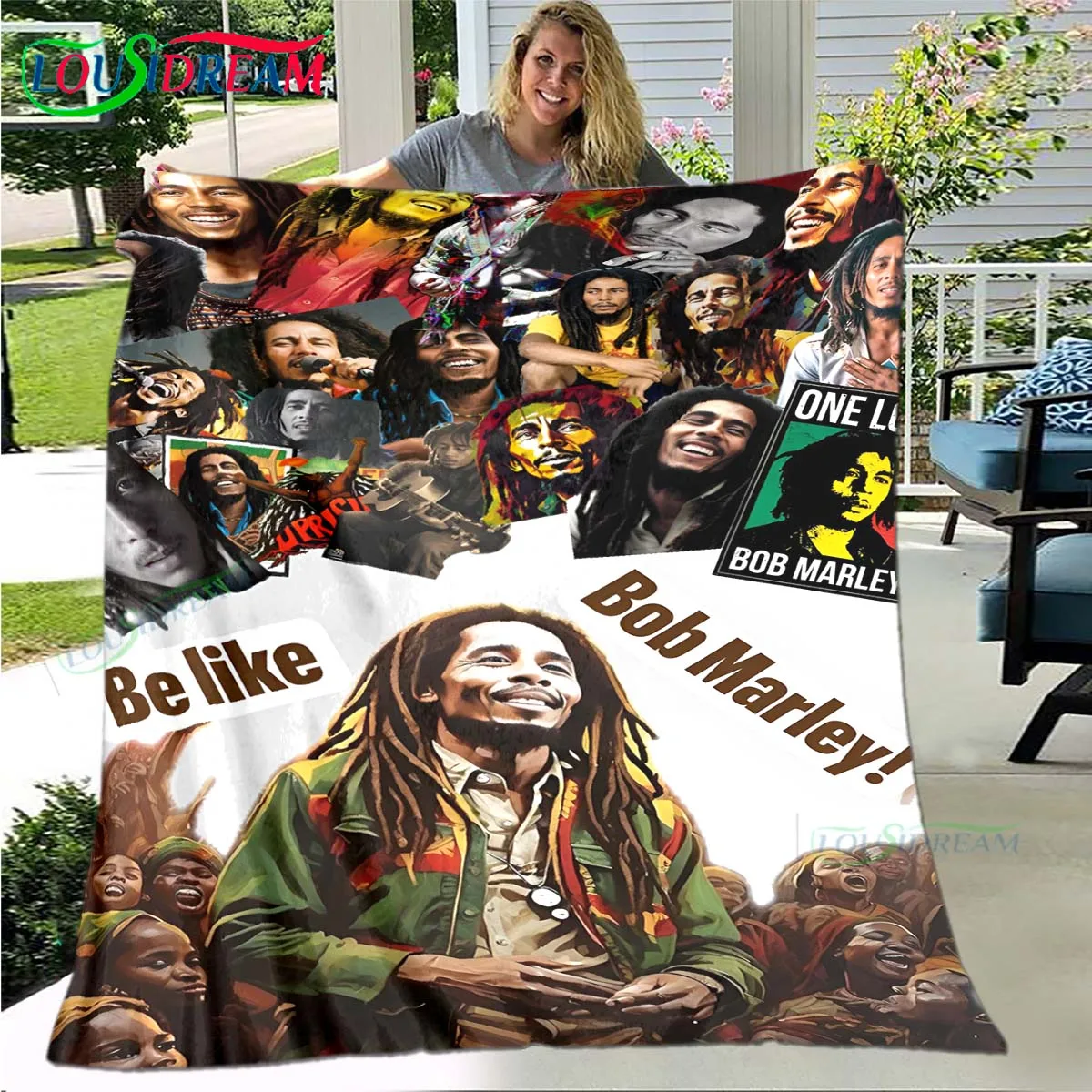 Pop Singer R-Reggae Bob Marley Four Seasons Blanket Sofa Cover Travel Bed Plush Blanket Travel Office Break Blanket Gift