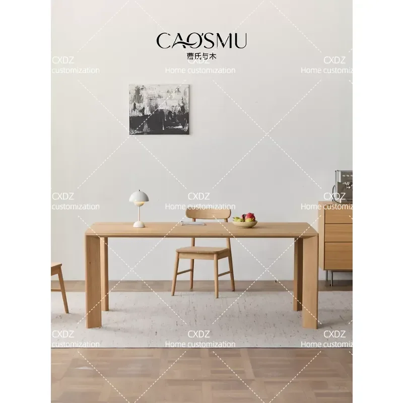 Minimalist White Oak Solid Wood Dining Table Large Rectangular Workbench for Home Office