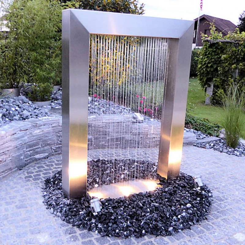 Quality Outdoor Modern Large Metal Stainless Steel Abstract Large Water Fountain Sculpture