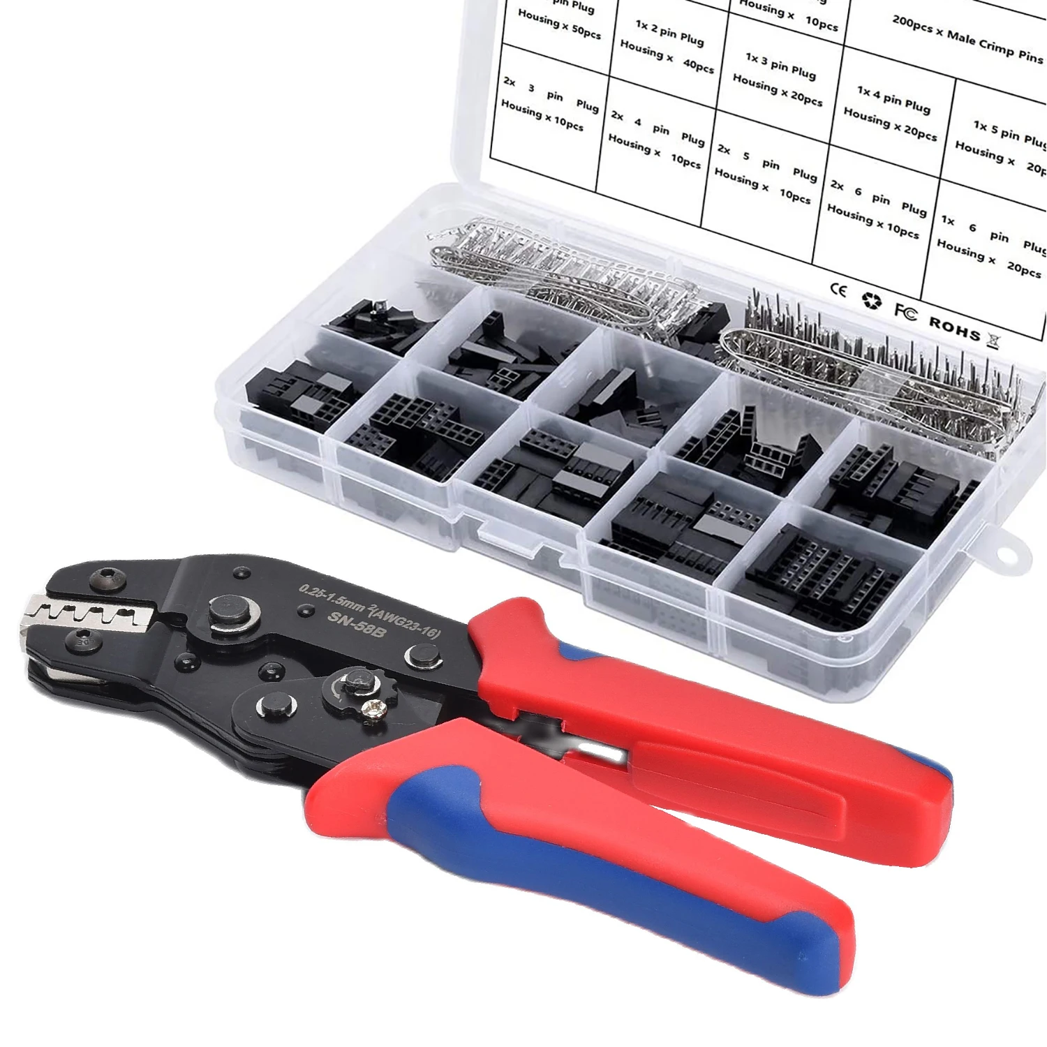 Dupont-crimping Ferramenta Alicate Grupo Virola Crimper Wire Kit de Ferramentas Manuais para Precisão Elétrica Trabalho Projeto Faça Você Mesmo Terminais Jst Virola Sn58b