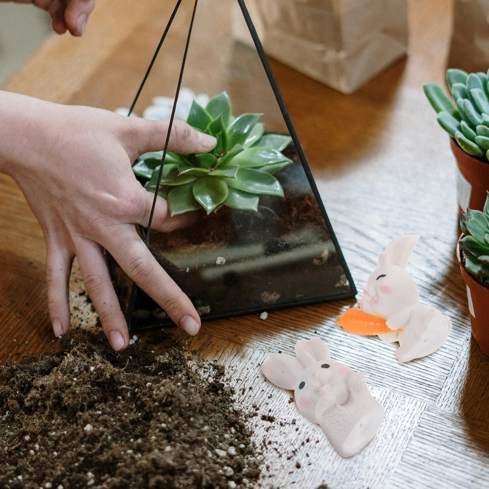 Carrot Rabbit Statue Plant Ornaments ing Decor s Decorations Grass Adorable Outdoor