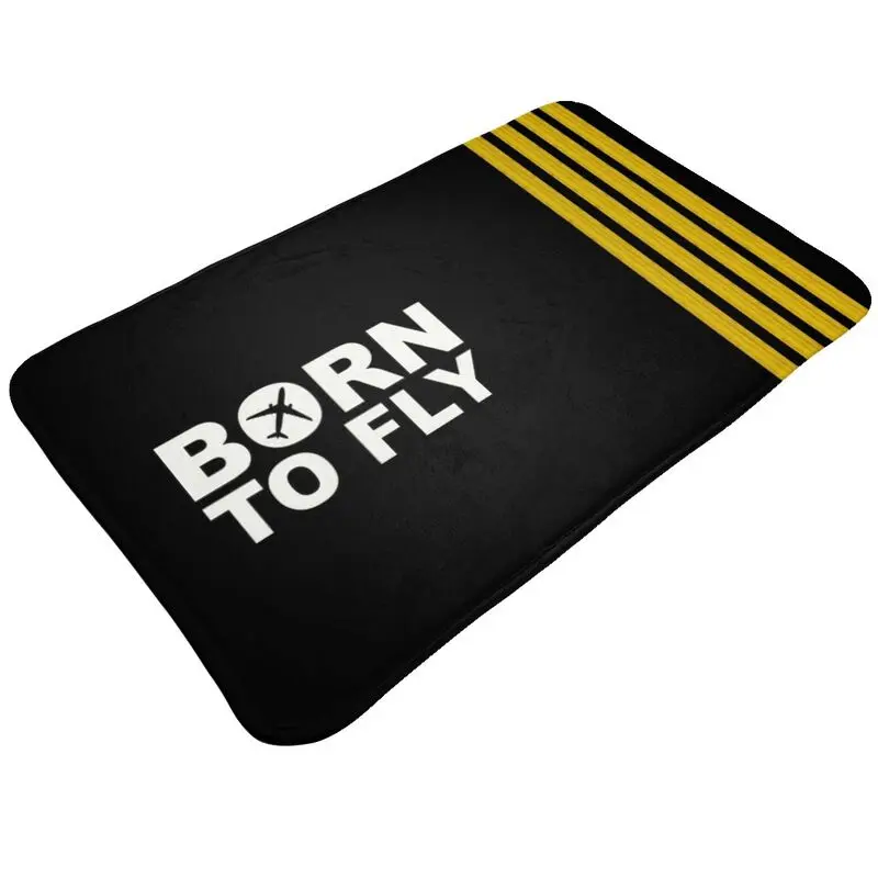 Custom Born To Fly Captain Stripes Doormat Anti-Slip Bathroom Kitchen Mat Garden Garage Door Floor Entrance Carpet Rug