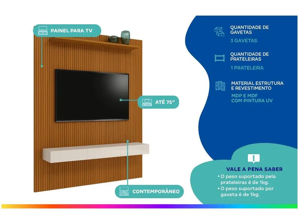 Panel for TV up to 75 ”EDN Turin Furniture