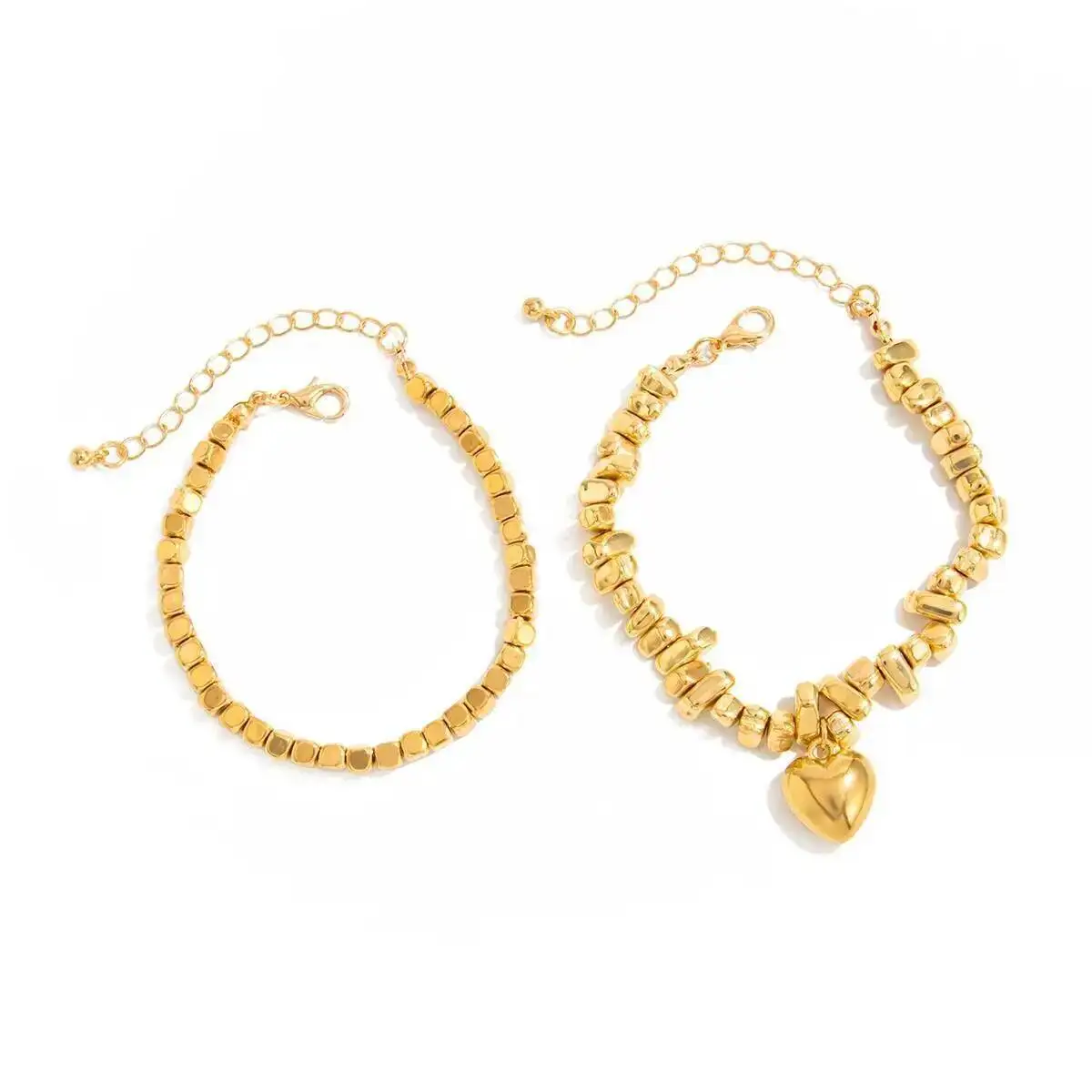 KunJoe 2 قطعة/المجموعة الإبداعية غير النظامية الاكريليك مطرز سوار المرأة خمر القلب قلادة سحر سوار 2026 هدايا مجوهرات الأزياء #5