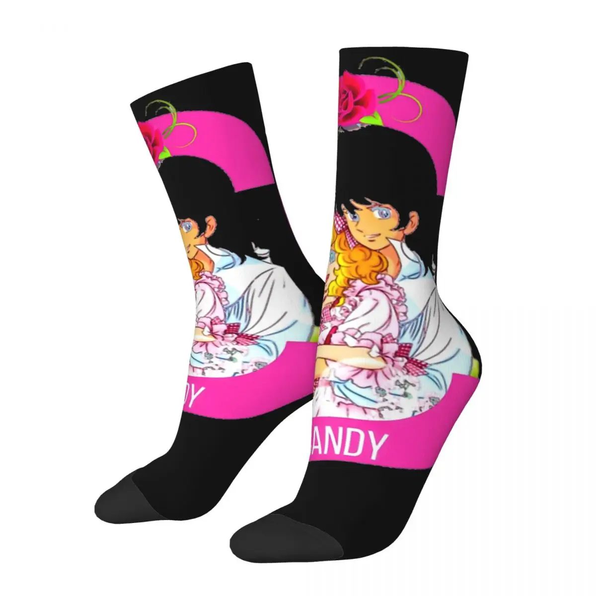 Funny Crazy compression Sock for Men Terry Hip Hop Harajuku Candy Candy Anime Happy Quality Pattern Printed Boys Crew Sock