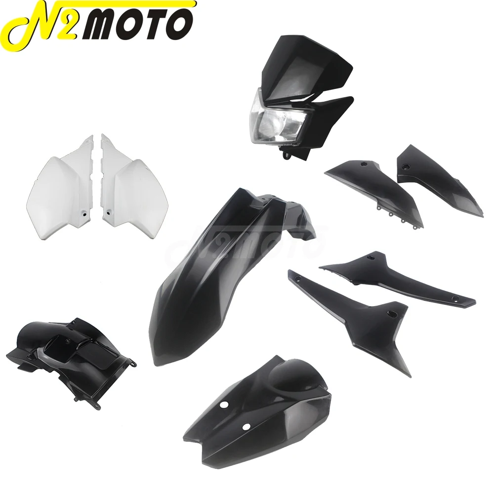 Motocross Plastic Bodywork Fairing Panel Kit Dirt Pit Bike Front Headlight Mudguard Side Cover for Kawasaki KLX250 KLX250S 08-19