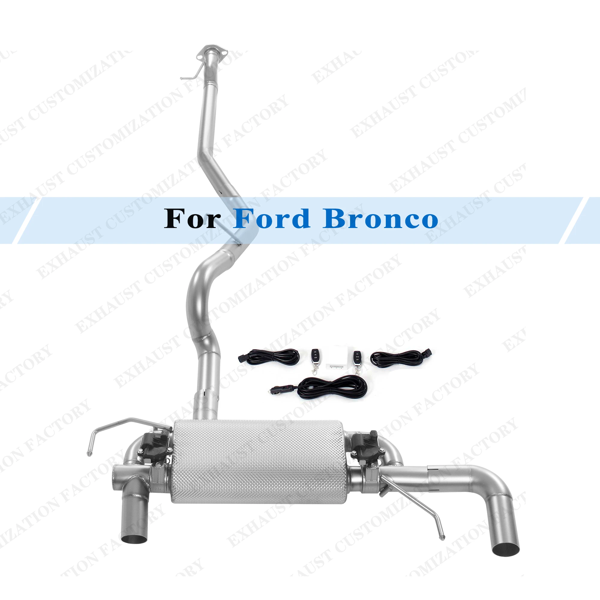 

Valved Exhaust System for Ford Bronco 2.3T Performance Muffler with Heat Shield Remote Control