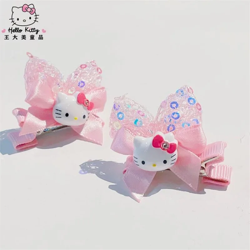 Hello Kitty Hairclips Kawaii Hair Accessories Sanrio Baby Girl Bows Hair Clip Headbands Ties Fashion Hairties Toddler Girl Fall