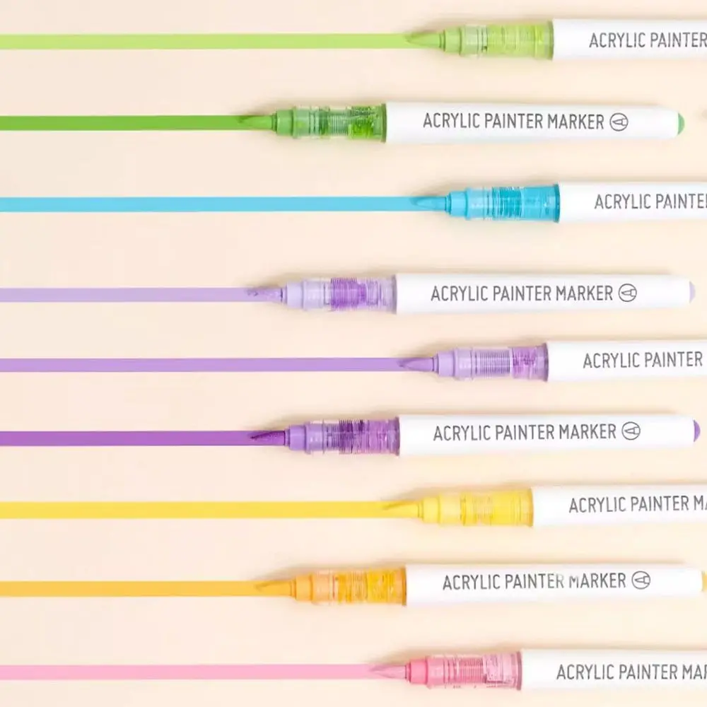 9-Colors Acrylic Marker Pen Stackable Color Quick Drying Colour Pen Straight Liquid Art Stationery Art Watercolor Pen Drawing