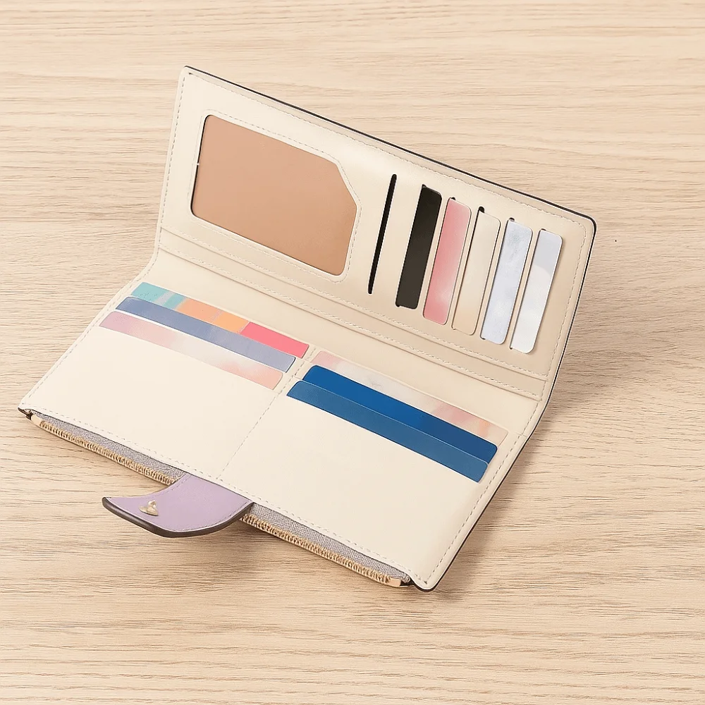 Simple Waterproof Long Folding Wallet Lightweight PU Leather Money Purse Bag Zipper Handheld Check Credit Card Bag Male