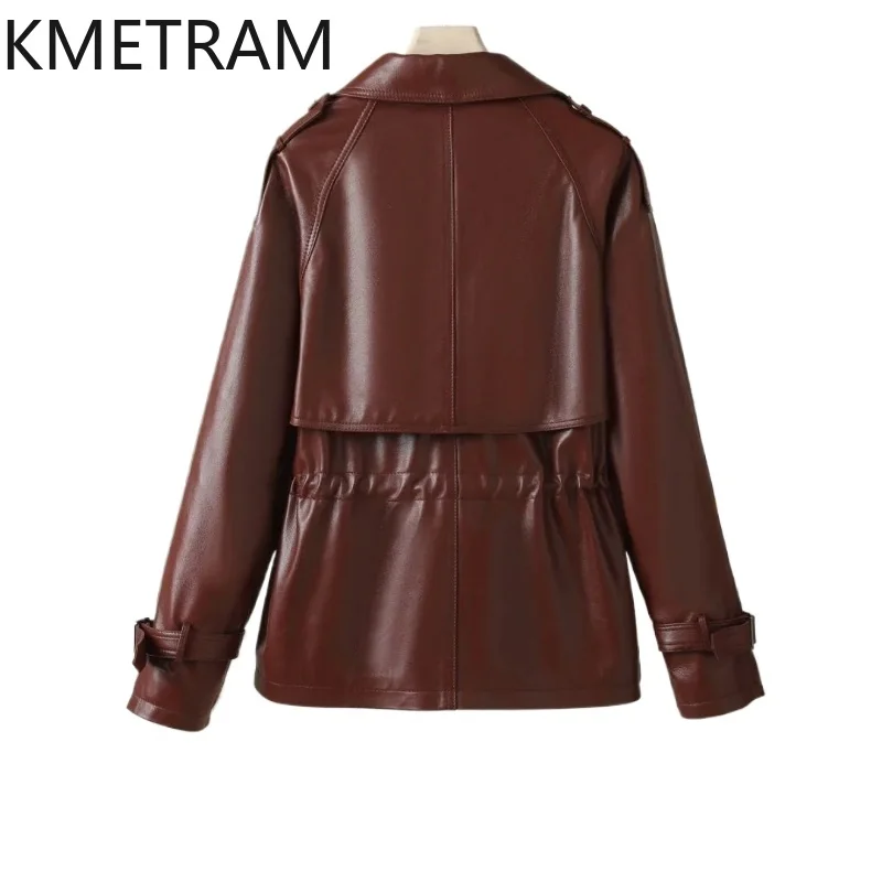 Giacca in pelle di pecora 100% Donna Giacche in vera pelle rossa angora di alta qualità Donna Novità in capispalla Abiti autunnali 2025 Chaquetas