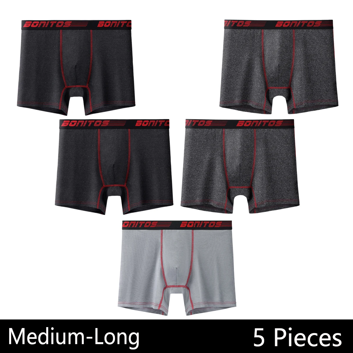 5 Stück Unterwäsche für Herren, Boxershorts, mittellange Herrenhöschen, sexy Boxershorts, Herrenunterhosen, BONITOS Boxershorts mit Schriftzug am Bund