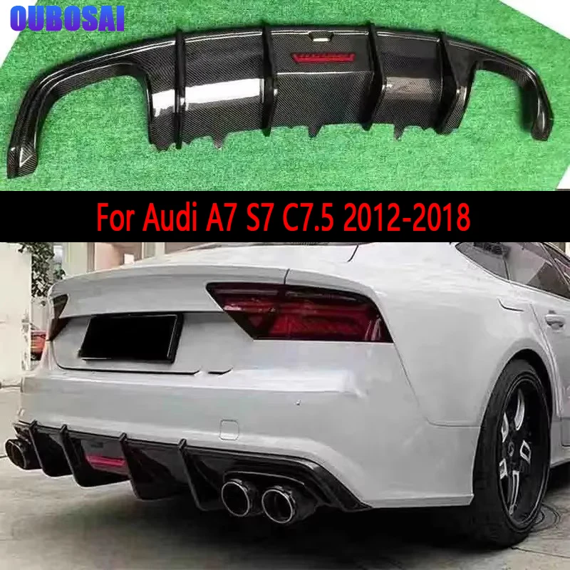 Für Audi A7 S7 C 7,5 2012-2018 Carbon Faser Auto Hinten Stoßstange Diffusor Hinten Splitter Spoiler Zurück lip Upgrade körper kit