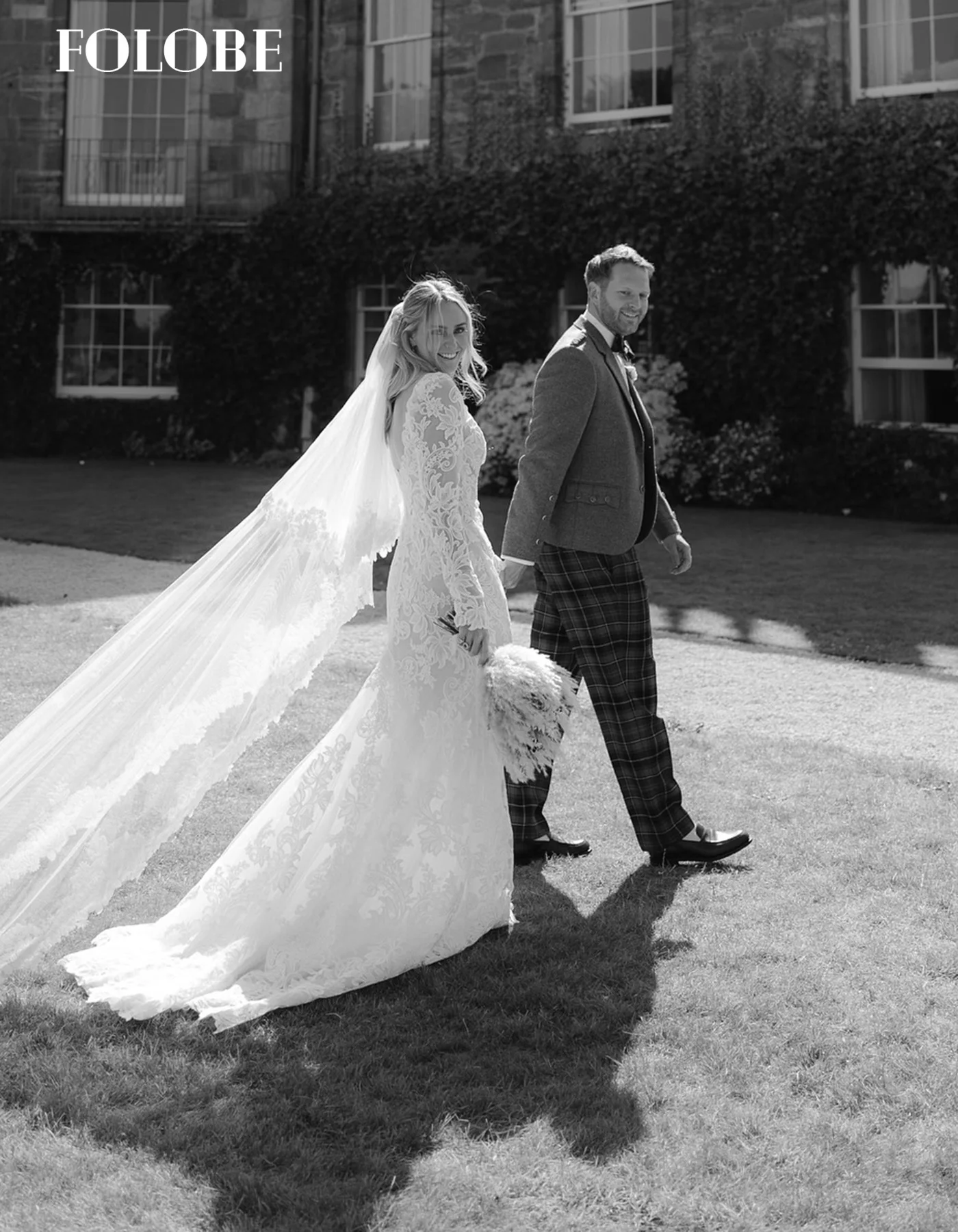 FOLOBE robe de mariée exquise Applique manches longues sirène robe de bal balayage Train robe de mariée vestidos de noche personnalisé