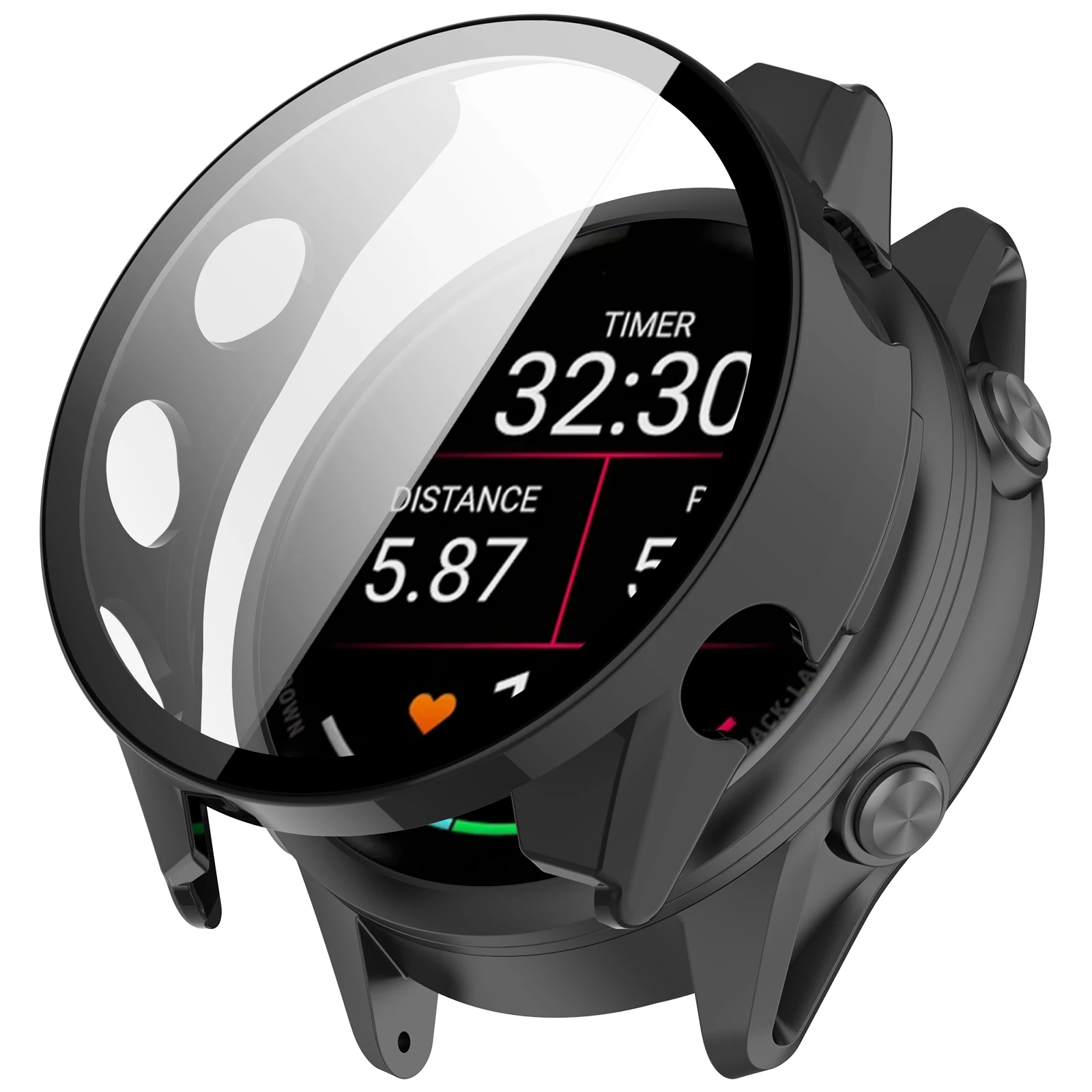 

Чехол для Garmin Forerunner 970, универсальный чехол для часов из жесткого ПК с пленкой из закаленного стекла - черный