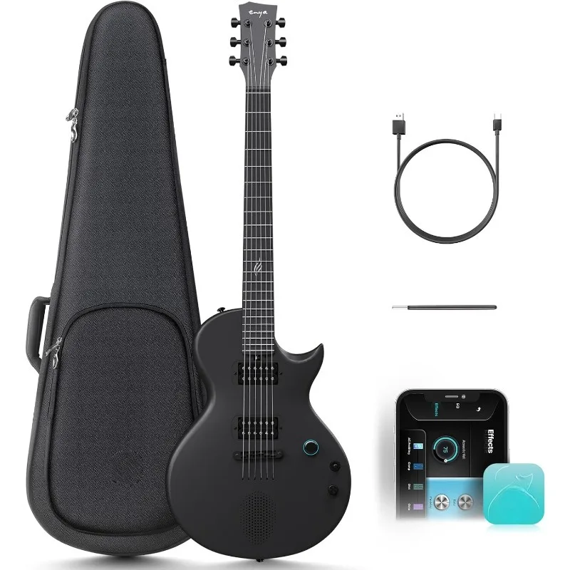 Electric Guitar Smart Electric Carbon Fiber Guitarra with 10W Wireless Speaker Onboard Presets Charging Cable Gig Bag