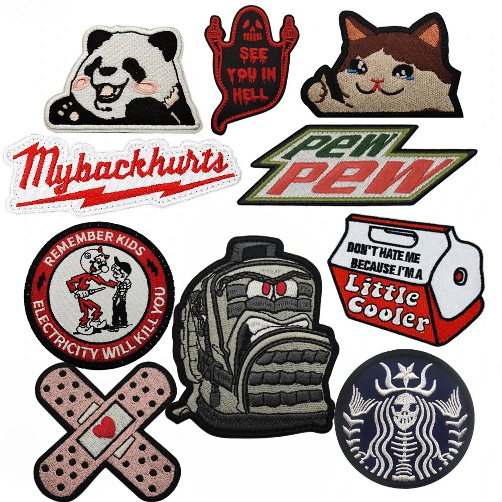 My Back Hurts PEW Haftowana naszywka na haczyk i pętelkę pracownika Zabawna torba taktyczna Odznaka morale Emblemat małej lodówki do ubrań