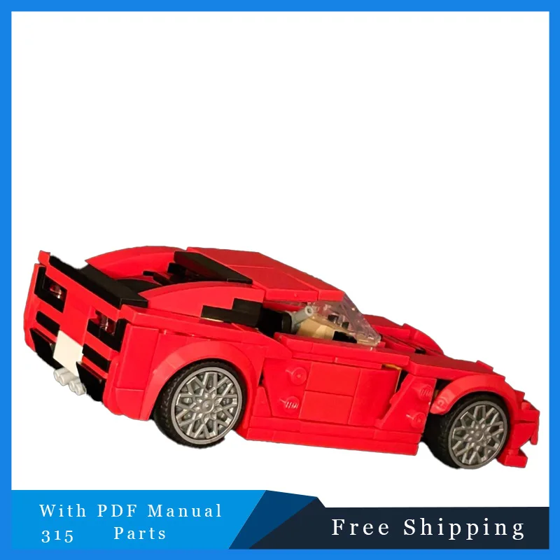 Blocs de construction modulaires de supercar de vitesse, 315 pièces, modèle MOC, voiture de sport rouge, Puzzle pour enfants, cadeau d'anniversaire et de noël