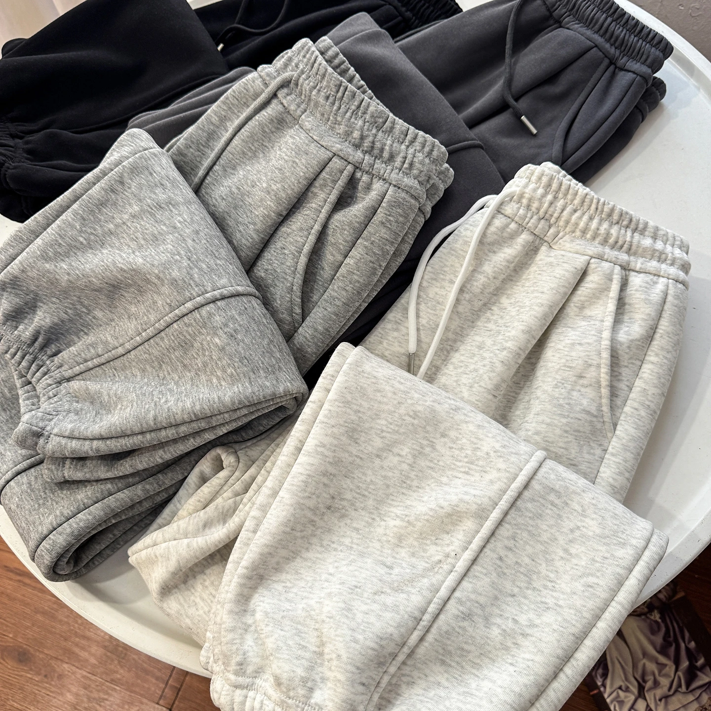 

High Waist Fce Lined Dstring Sports Pants Women Casual Loose Slimming Winter Comfortable Cotton Polyester Straight Leg