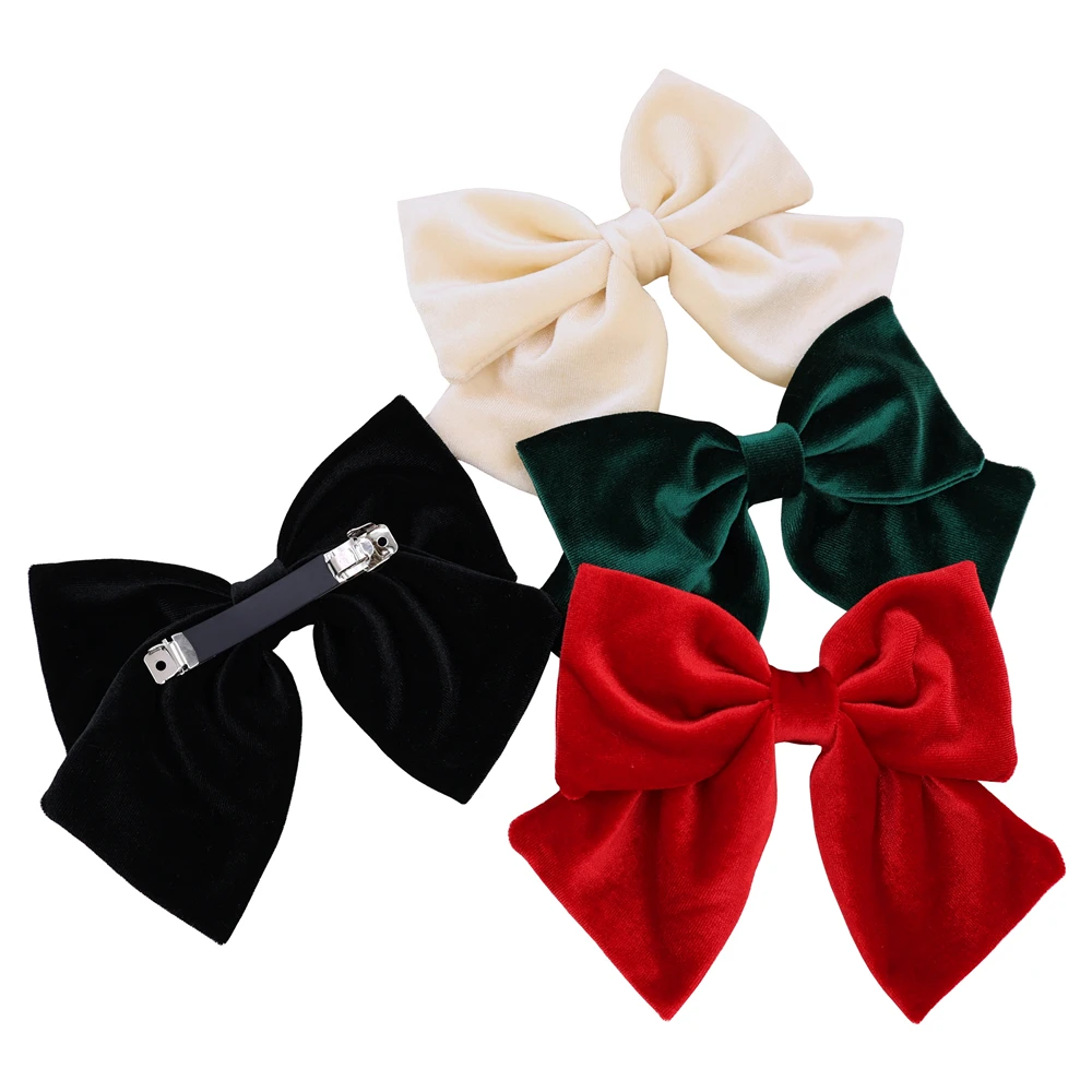 Vintage Large Velvet Bow Hair Barrettes for Girl Kids Women Teen Girls Christmas Velvet Hair Bow Clips Accessories