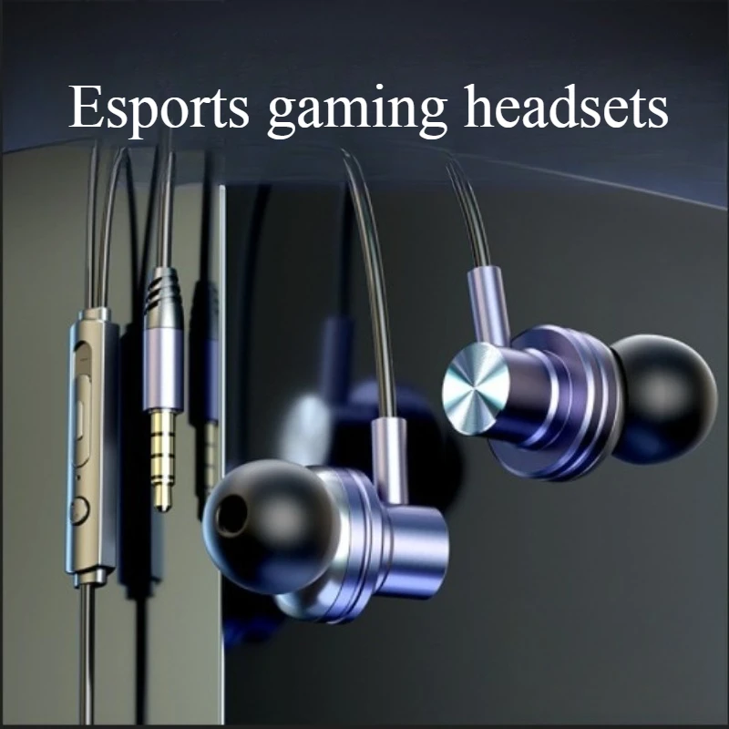 Casque de jeu intra-auriculaire filaire pour téléphones mobiles et ordinateurs, casque en métal pour basses lourdes avec microphone