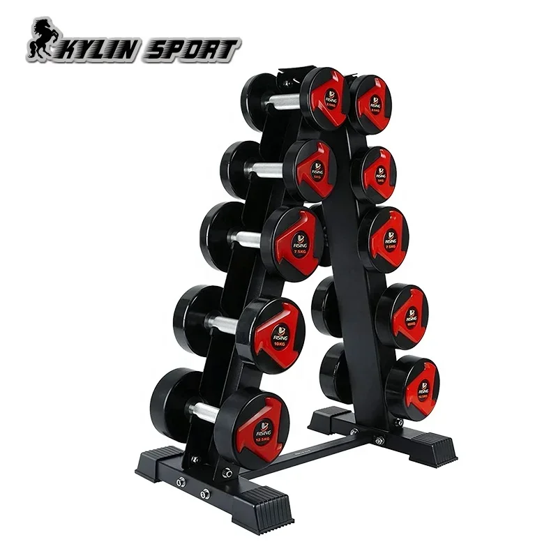 

Kylinsport wholesale automatic freeweight dumbbell rack 5 pairs dumbbells with rack