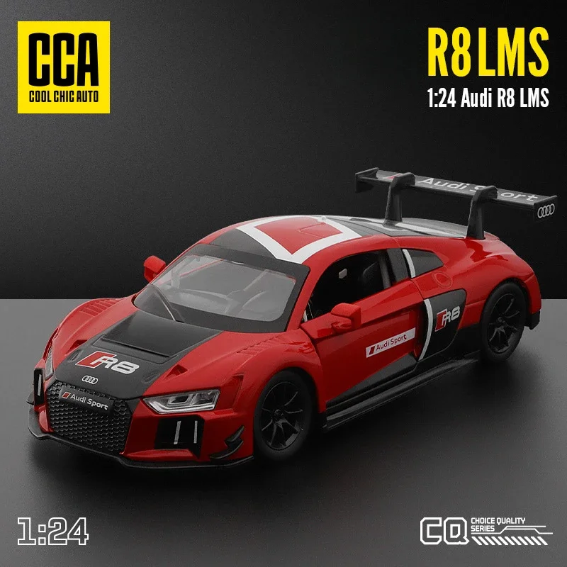 Collective Diecast 1:24 Audi R8 LMS Racing Car Model With Light Casting Metal Toys Vehicles Kids Boys Gift Voiture Miniature