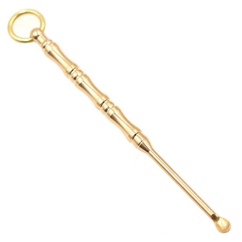 100pcs Gold color Smoking Scoop Earpick Key ring Keyring keychain pendant Powder Shovel