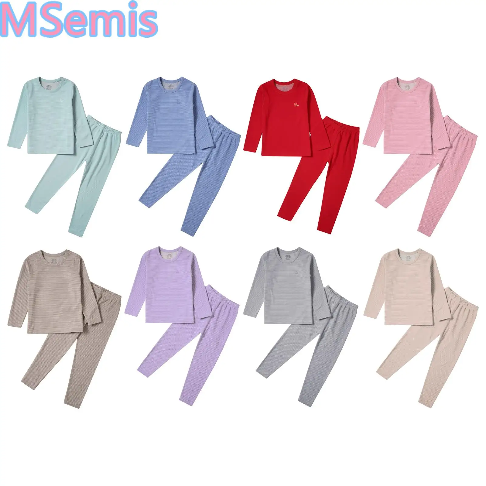 

Kids Sleepwear Set Girls Boys Striped Thermal Pajamas Set Sleepwear Homewear Loungewear Long Sleeve T-shirt with Leggings