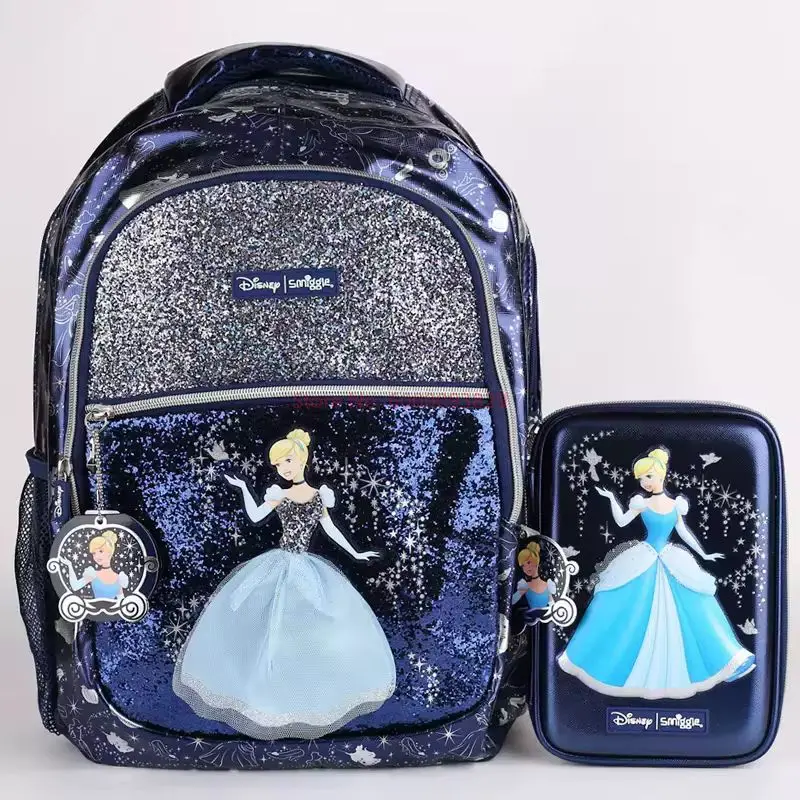 2024 Smiggle Cinderella Backpack Shoulder Lightening Schoolbag Large-capacity Backpacks Lunch Box Pen Box Water Bottle Girl Gift