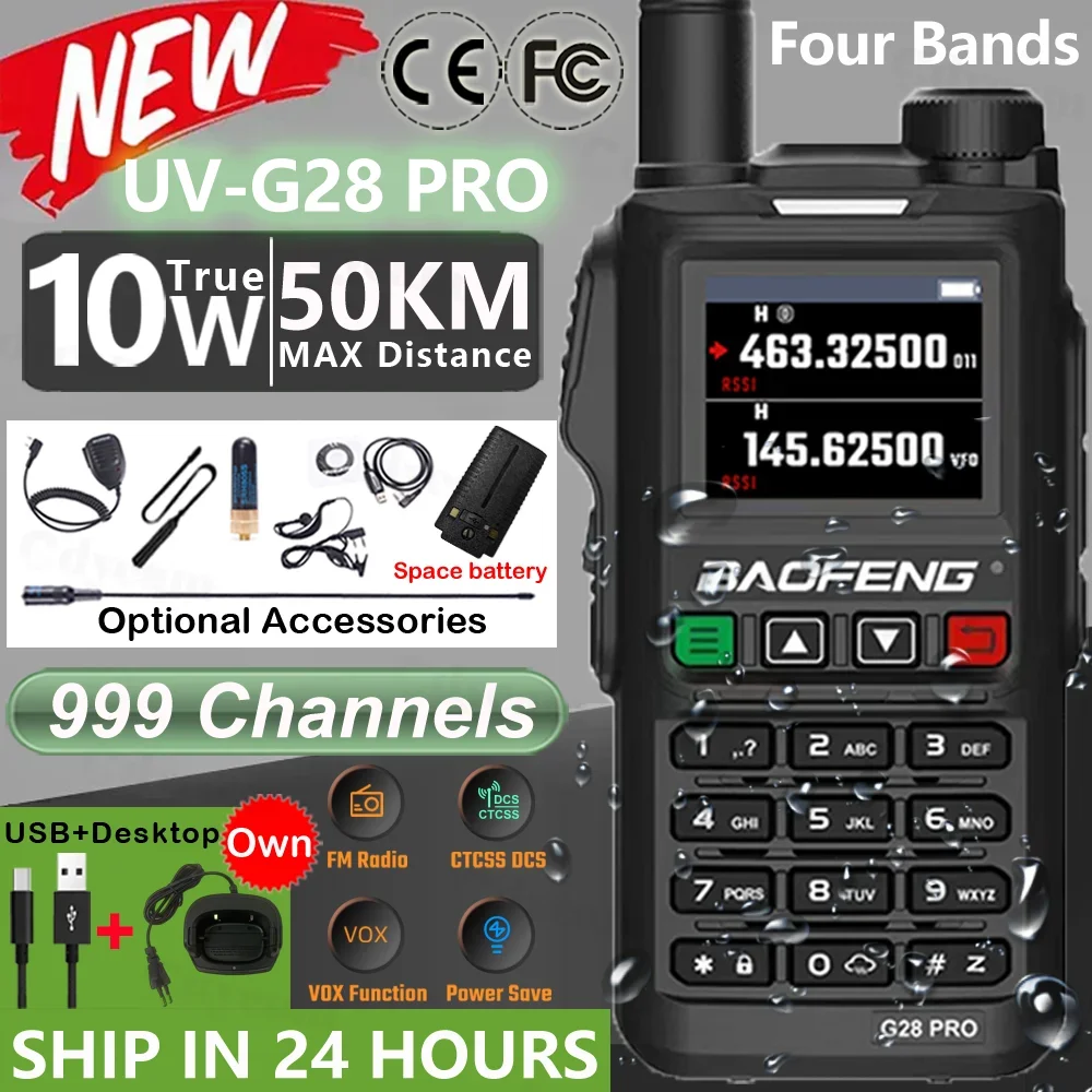 baofeng-uv-g28-pro-walkie-talkie-10w-4-bands-uhf-vhf-999-ch-two-way-radio-long-range-uv18h-uv18-transceiver-type-c-charge
