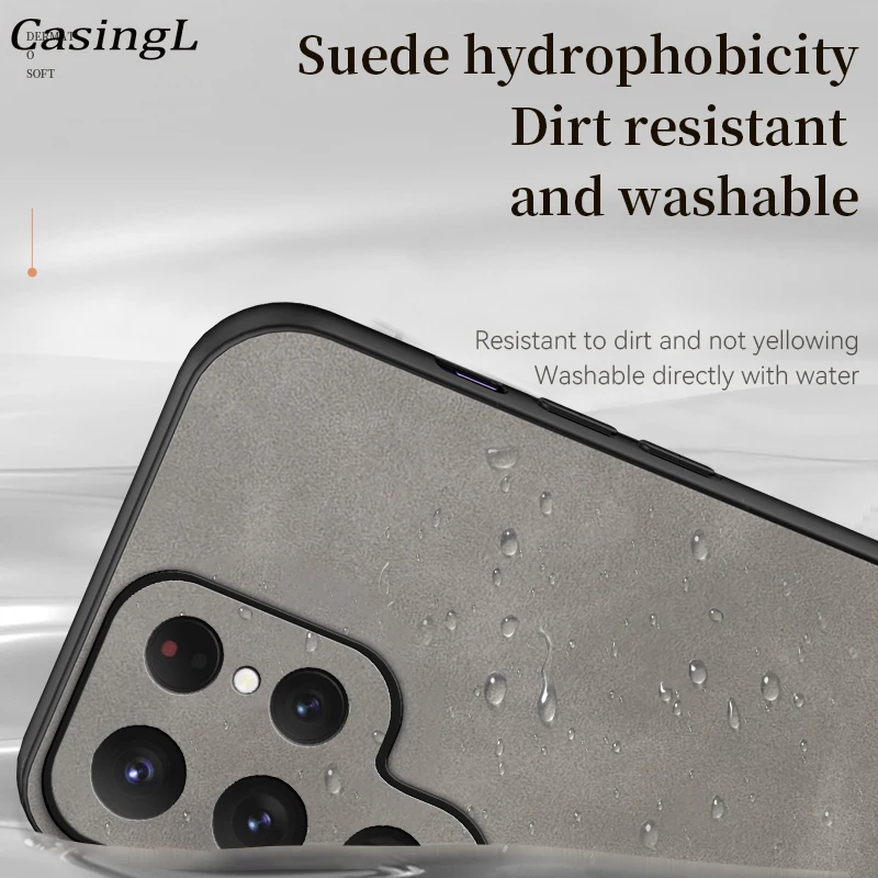 Phone Case For Samsung Galaxy S24 Ultra 5G Retro Ultra-Thin Cashmere Velvet Leather Soft Cover For Samsung S24 Plus + Shell