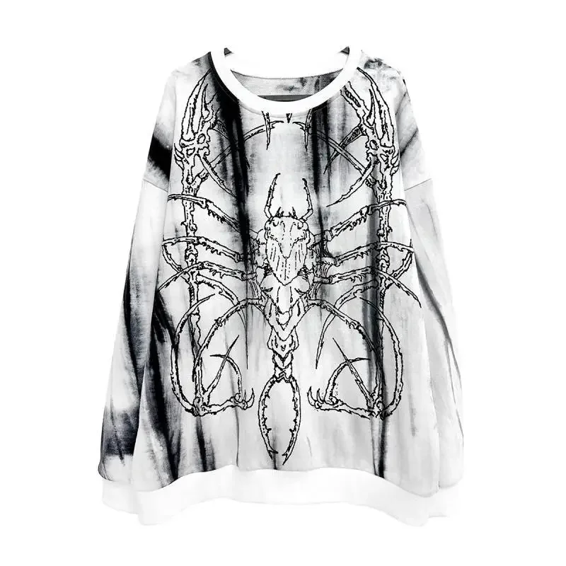 

Autumn/Winter Subculture Punk Dark Neutral Hoodies Men and Women Tie Dyeing Printed Hoodie Loose Casual Streetwear Tops