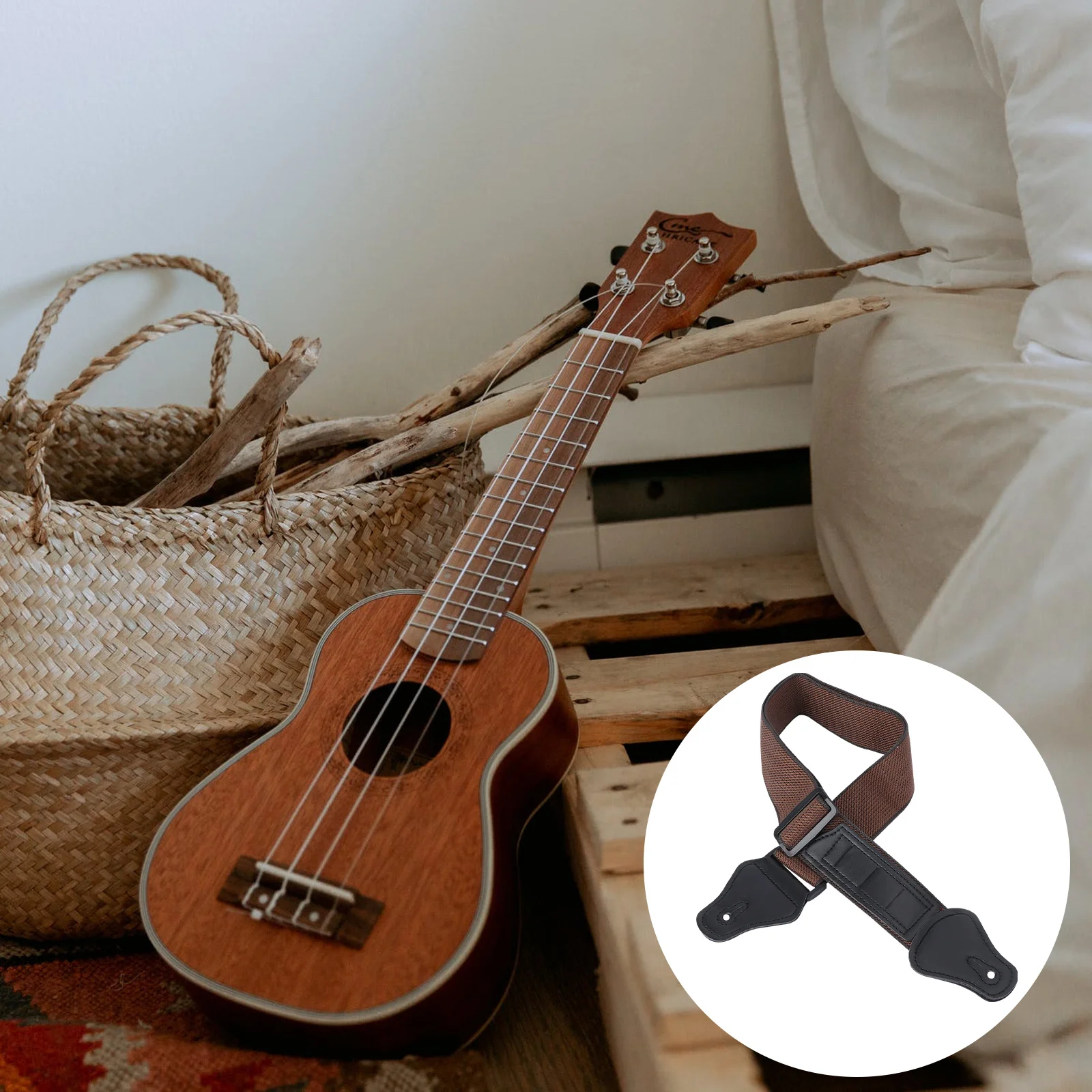 

Adjustable Durable Pu Cotton Guitar Strap With Pick Slot Brown Anti-Slip Strap For Folk Acoustic Electric Bass Guitar