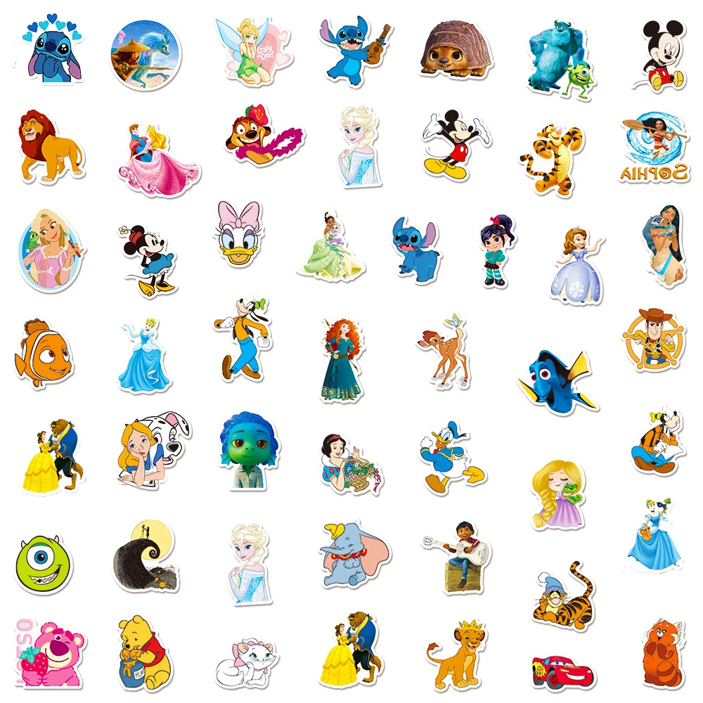 10/30/50/100Pcs Disney Mix Cartoon Anime Stickers Kawaii Micky Prinses Stickers Decoratie Laptop Telefoon Koffer Graffiti Sticker