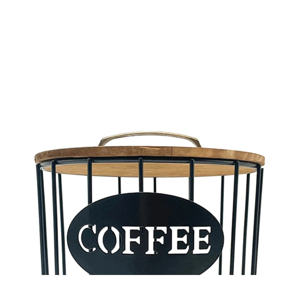 Coffee Holder with Wood Lid, Capacity Coffee Storage Container Basket,Round Coffee Holder Case for Counter,Black