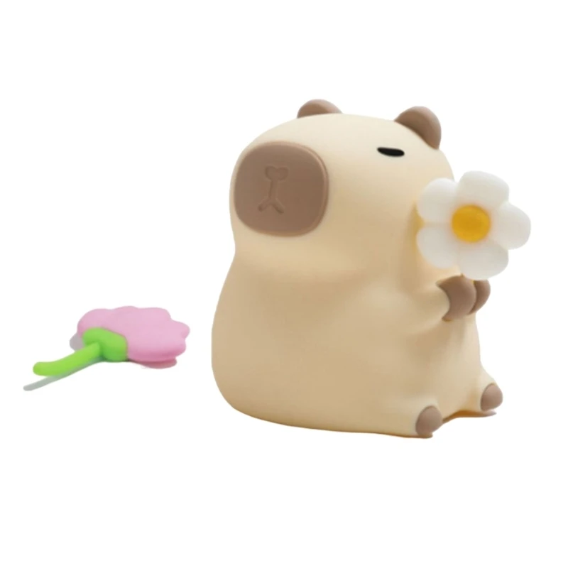 Silicone Capybara Night Light Figurine, Soft Touching Control, USB Rechargeable, Animal Decoration